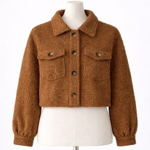Industry Brown Teddy Bear Cropped Jacket NWT Size Medium